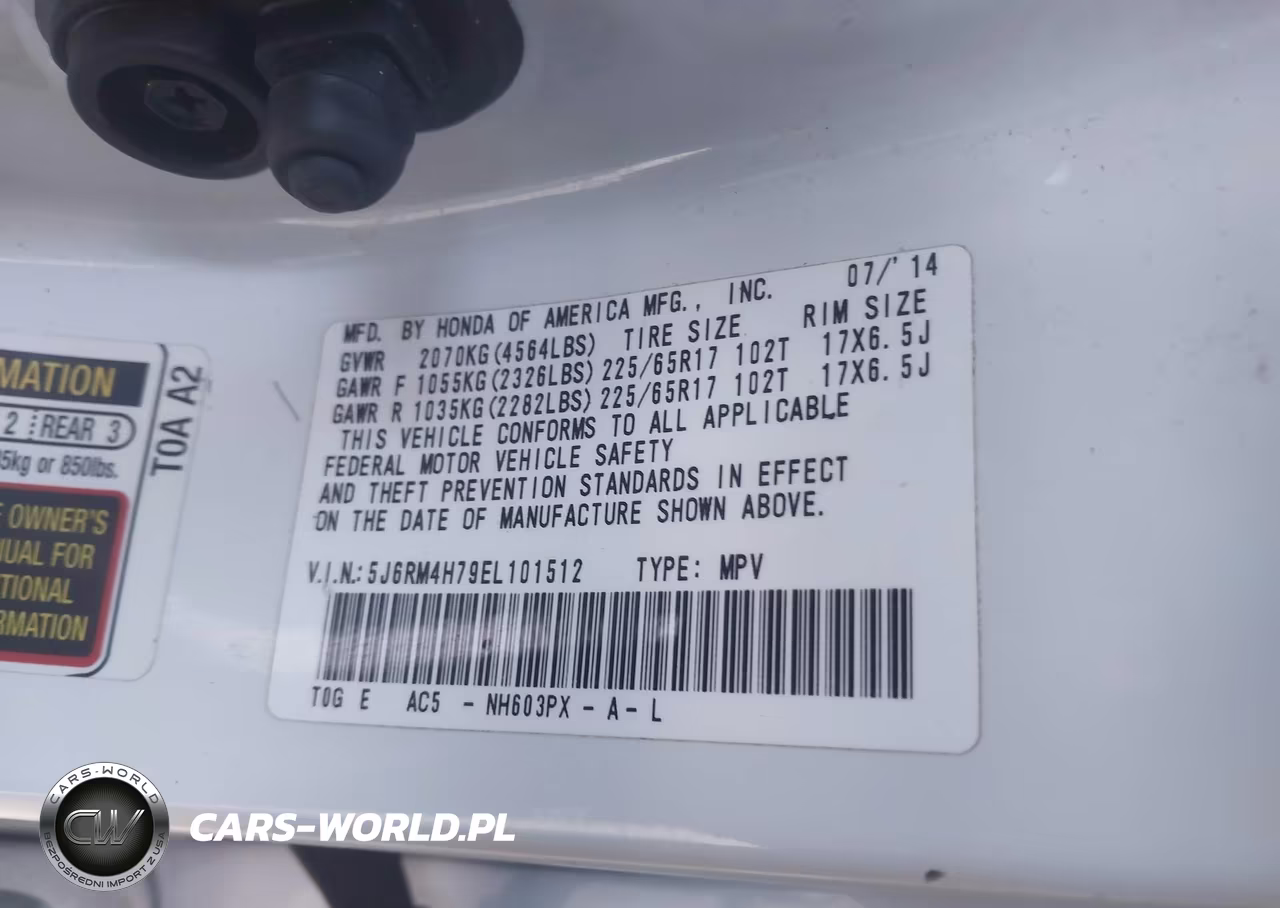 2014 Honda Cr-V Ex-L VIN:5J6RM4H79EL101512 - 9