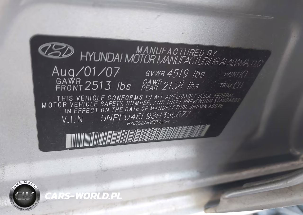 2008 Hyundai Sonata Limited V6-Se V6 VIN:5NPEU46F98H356877 - 9