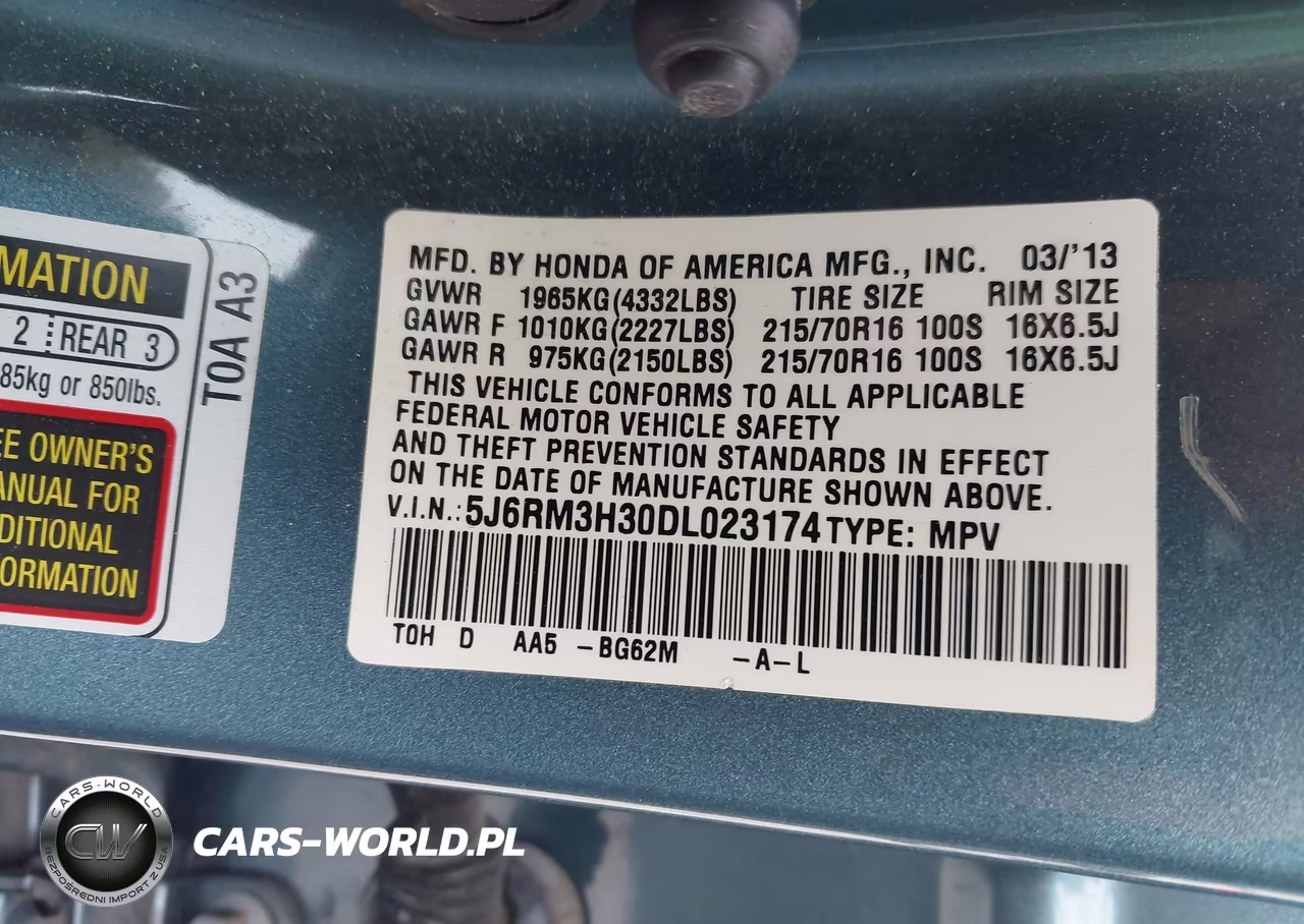 2013 Honda Cr-V Lx VIN:5J6RM3H30DL023174 - 9