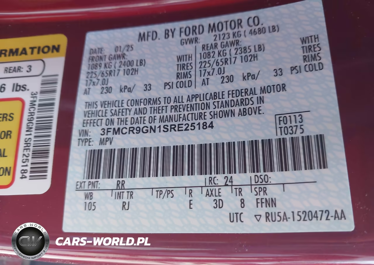 2025 Ford Bronco Sport Heritage VIN:3FMCR9GN1SRE25184 - 9