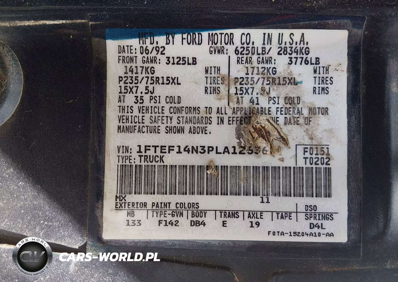 1993 Ford F150 VIN:1FTEF14N3PLA12636 - 9