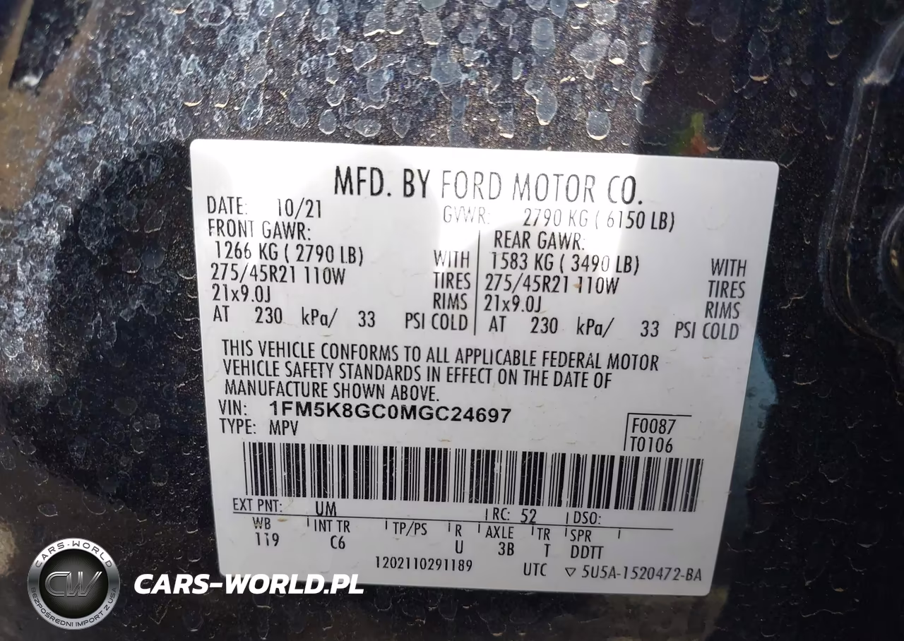 2021 Ford Explorer St VIN:1FM5K8GC0MGC24697 - 9