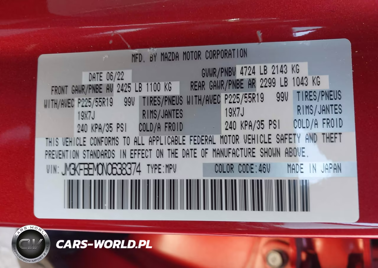 2022 Mazda Cx-5 2.5 S Premium Plus VIN:JM3KFBEM0N0638374 - 9