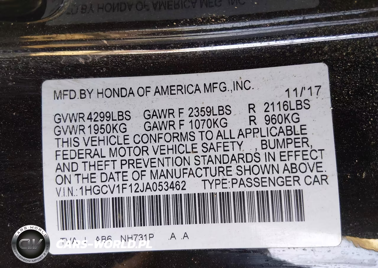 2018 Honda Accord Lx VIN:1HGCV1F12JA053462 - 9