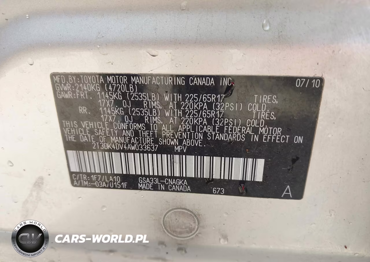 2010 Toyota Rav4 Limited V6 VIN:2T3DK4DV4AW033637 - 9