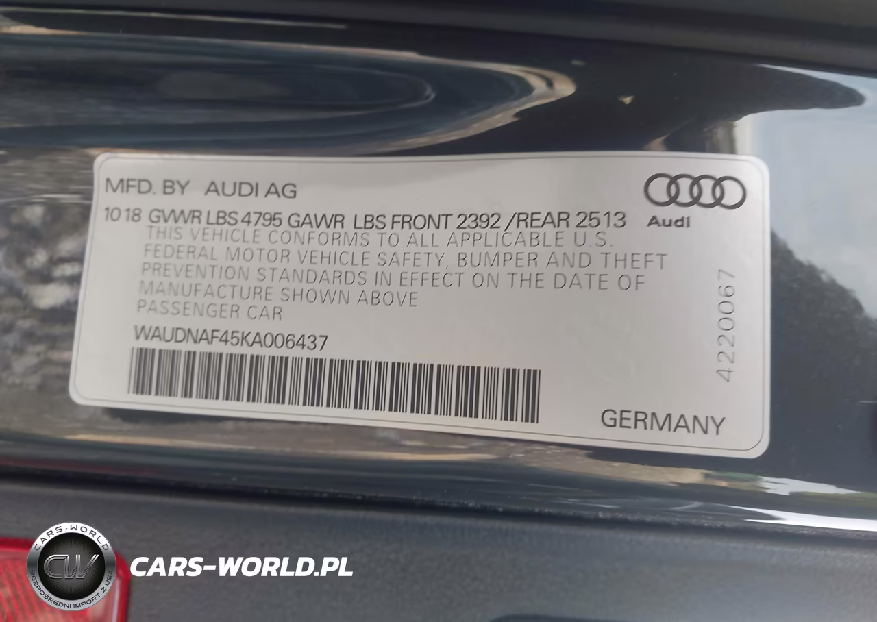 2019 Audi A4 45 Premium VIN:WAUDNAF45KA006437 - 9