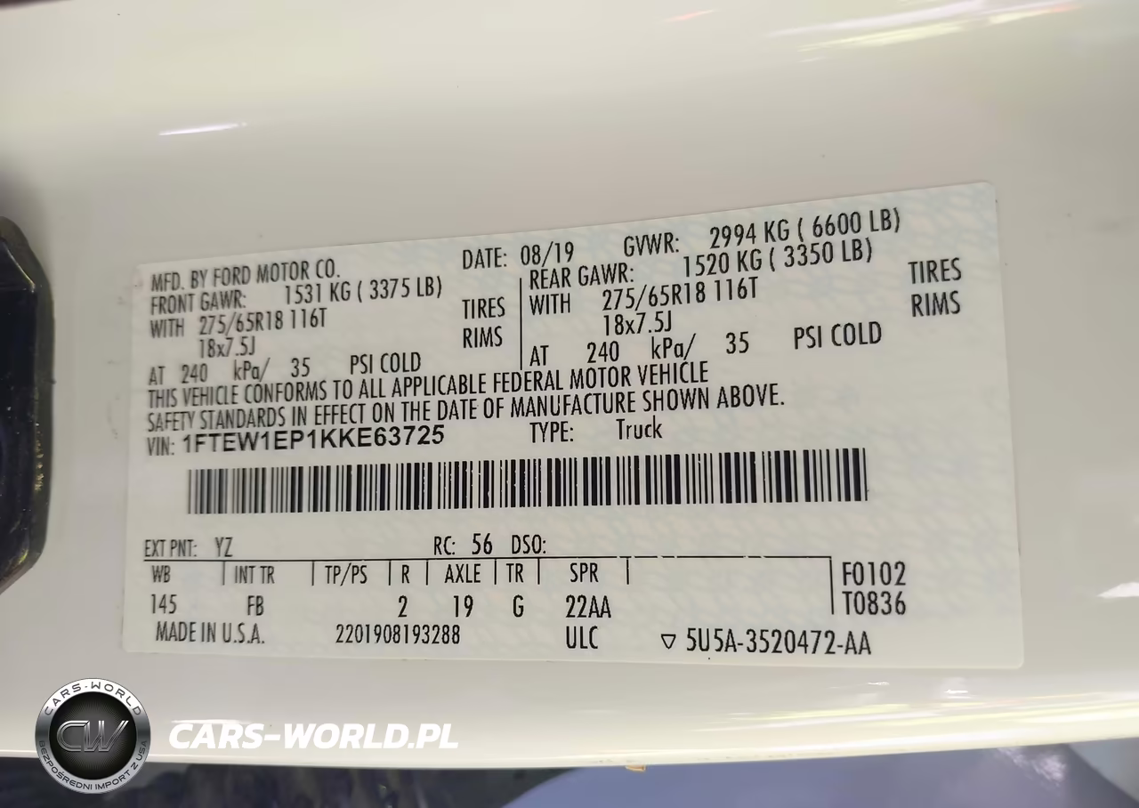 2019 Ford F-150 Xlt VIN:1FTEW1EP1KKE63725 - 9