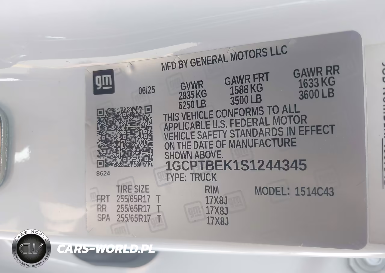 2025 Chevrolet Colorado 4Wd Wt VIN:1GCPTBEK1S1244345 - 9