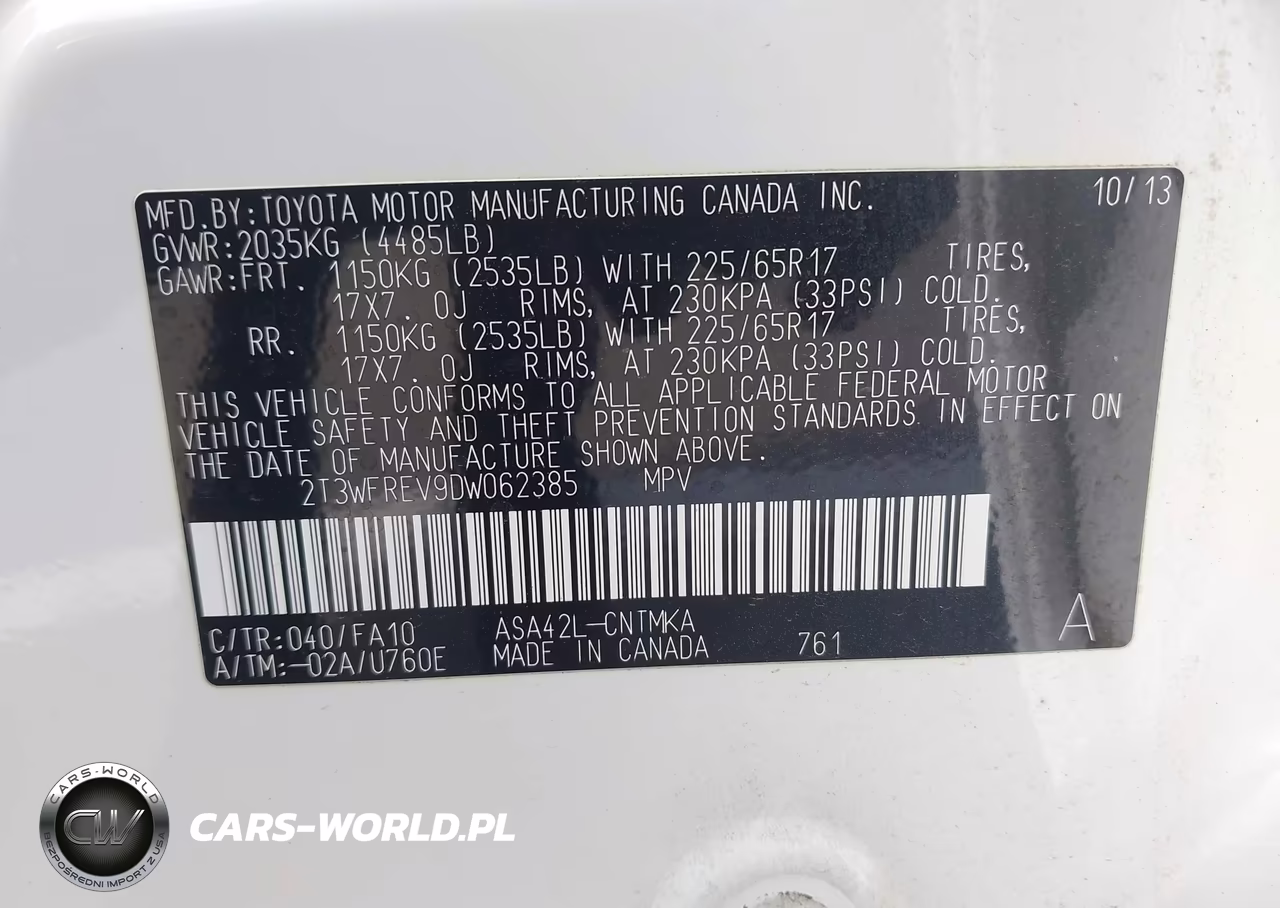 2013 Toyota Rav4 Xle VIN:2T3WFREV9DW062385 - 9