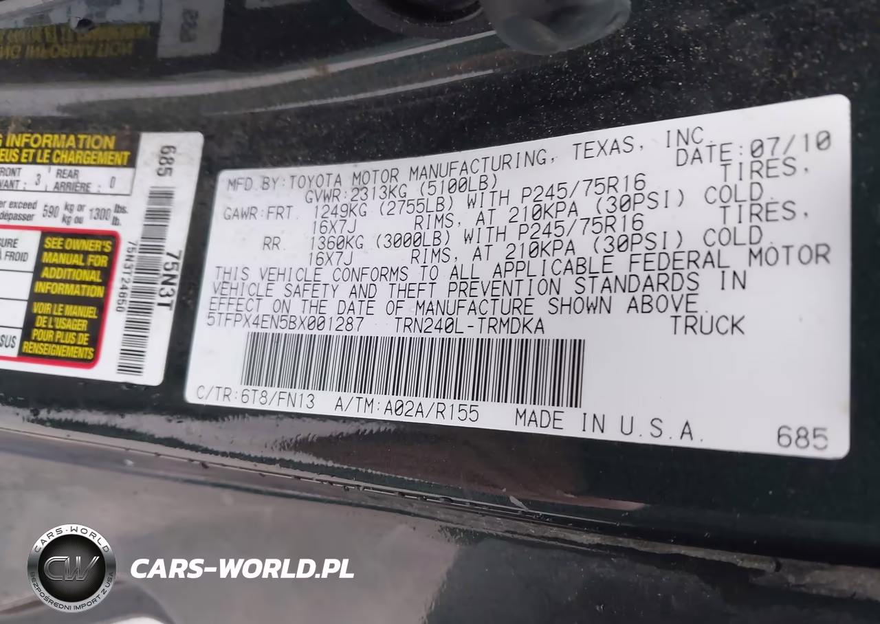 2011 Toyota Tacoma VIN:5TFPX4EN5BX001287 - 9