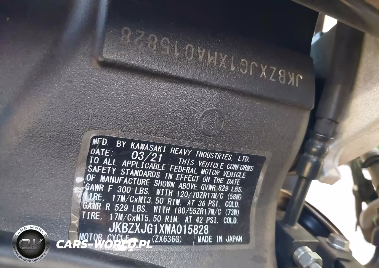 2021 Kawasaki Zx636 K VIN:JKBZXJG1XMA015828 - 10