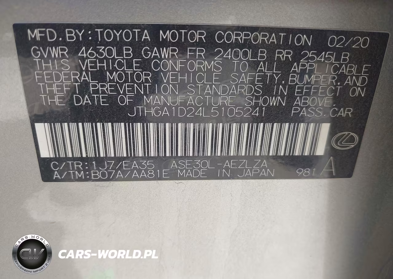 2020 Lexus Is 300 VIN:JTHGA1D24L5105241 - 9