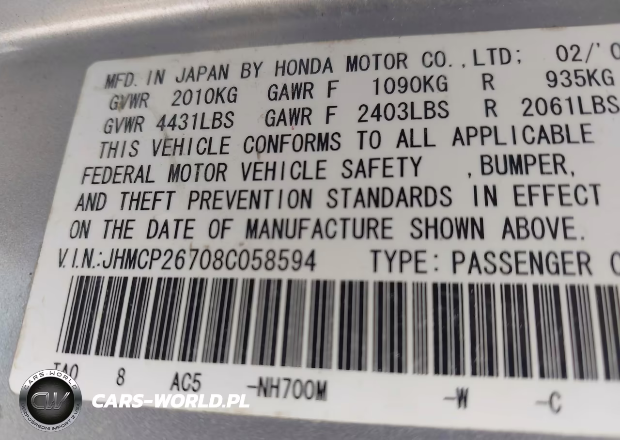 2008 Honda Accord 2.4 Ex VIN:JHMCP26708C058594 - 9