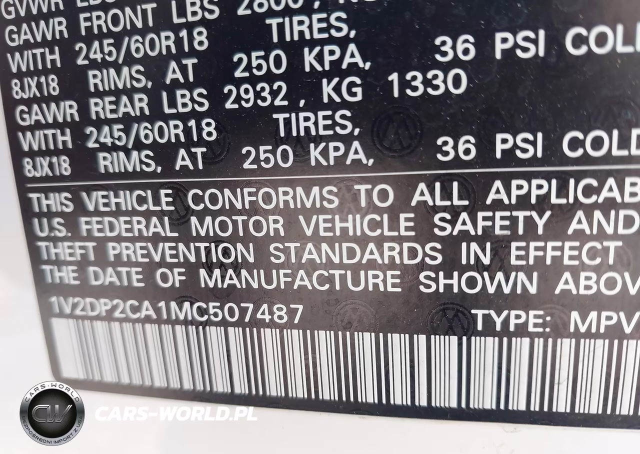 2021 Volkswagen Atlas 2.0T Se VIN:1V2DP2CA1MC507487 - 9