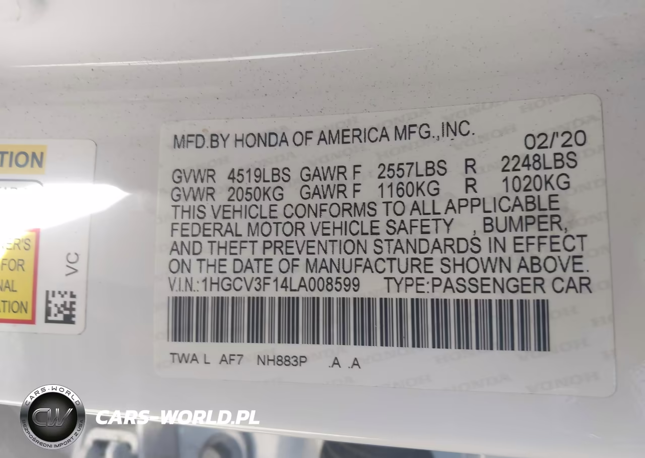 2020 Honda Accord Hybrid VIN:1HGCV3F14LA008599 - 9