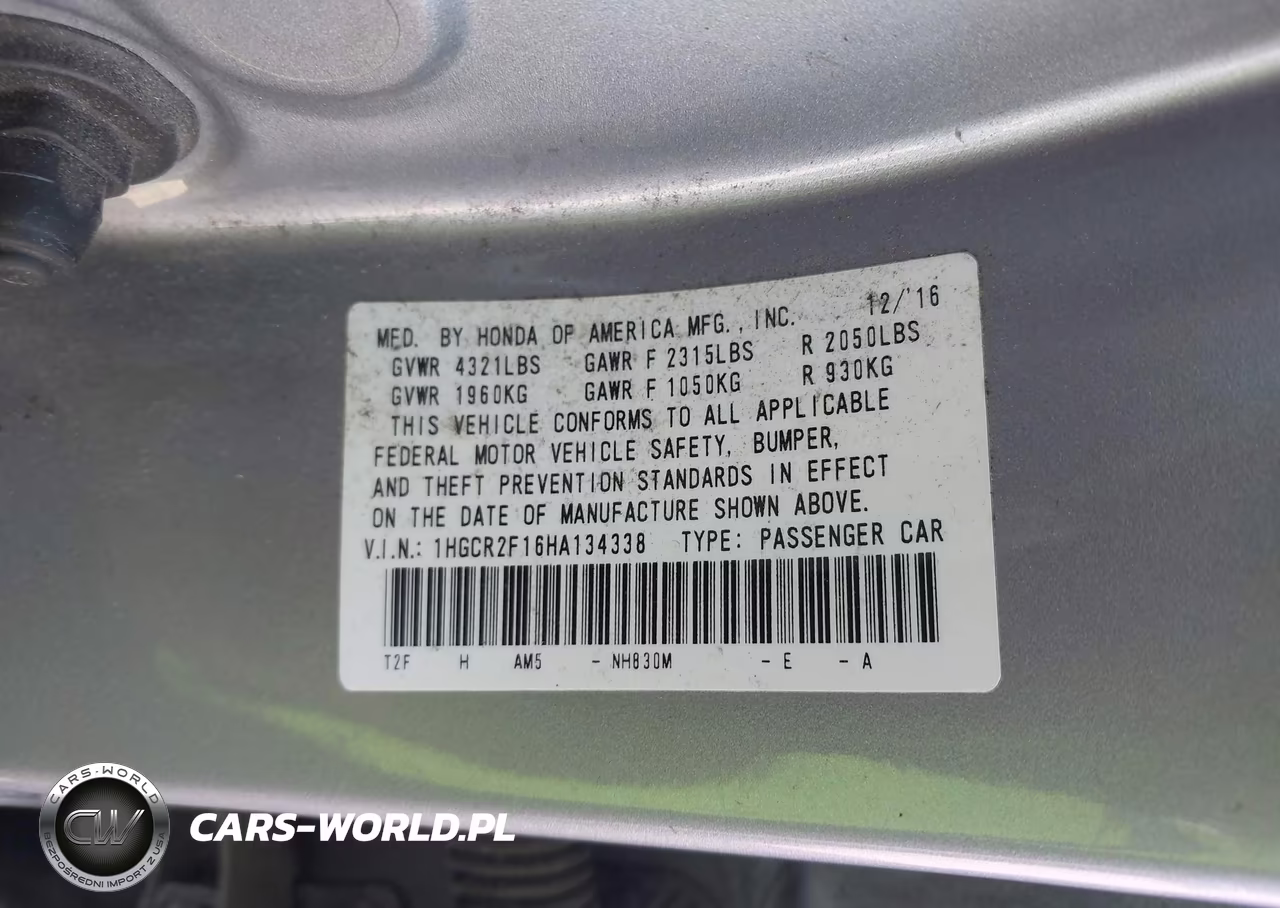 2017 Honda Accord Sport Se VIN:1HGCR2F16HA134338 - 9