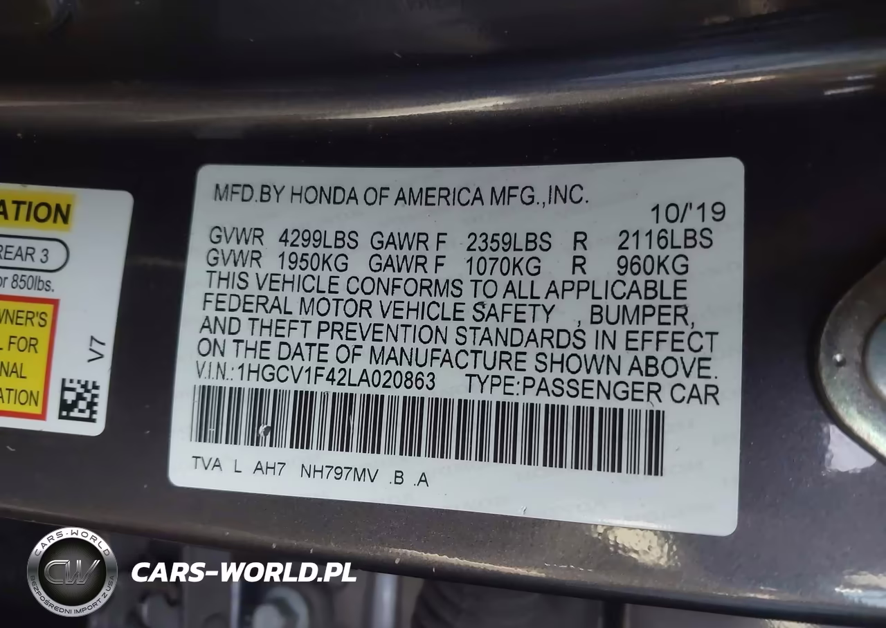 2020 Honda Accord Ex VIN:1HGCV1F42LA020863 - 9