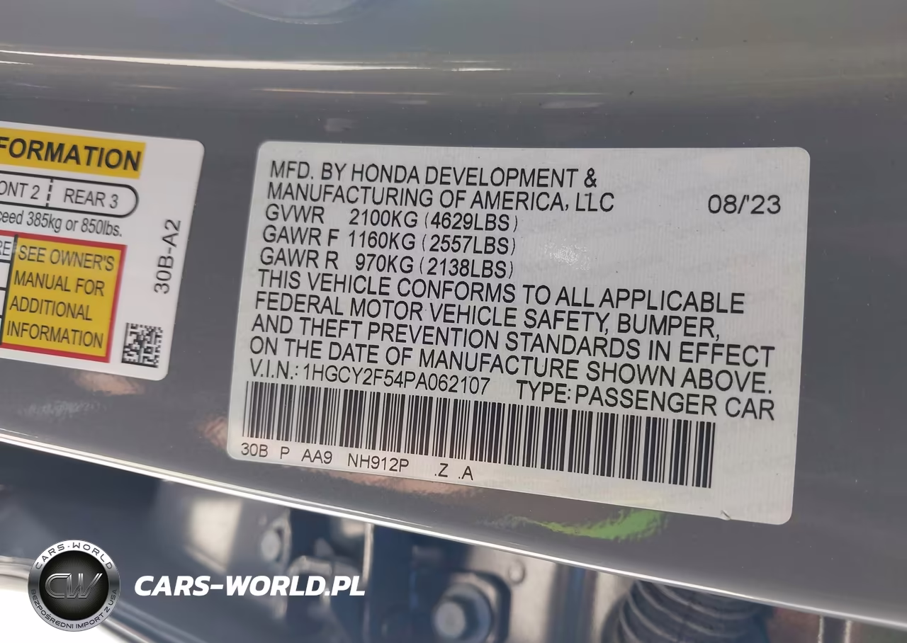 2023 Honda Accord Hybrid Sport VIN:1HGCY2F54PA062107 - 9