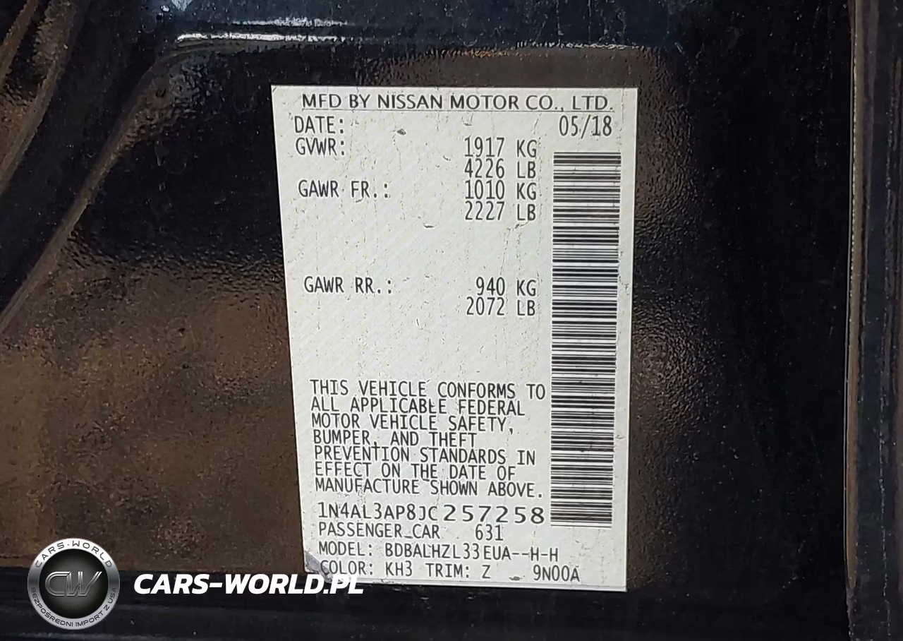 2018 Nissan Altima 2.5 Sr VIN:1N4AL3AP8JC257258 - 9