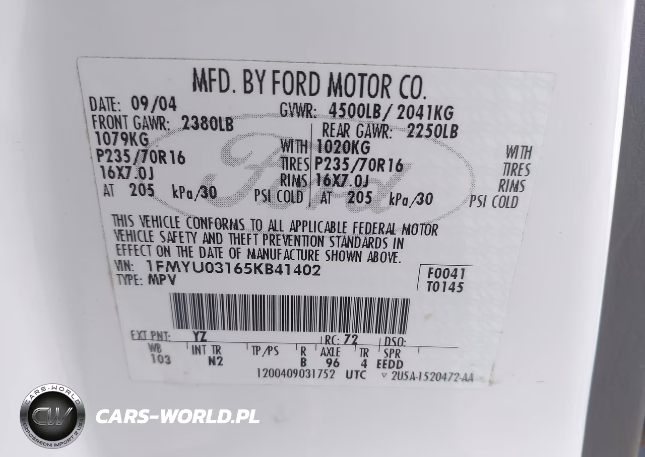2005 Ford Escape Xlt VIN:1FMYU03165KB41402 - 9