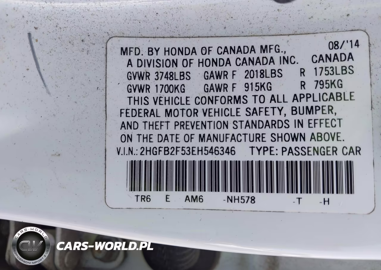 2014 Honda Civic Lx VIN:2HGFB2F53EH546346 - 9