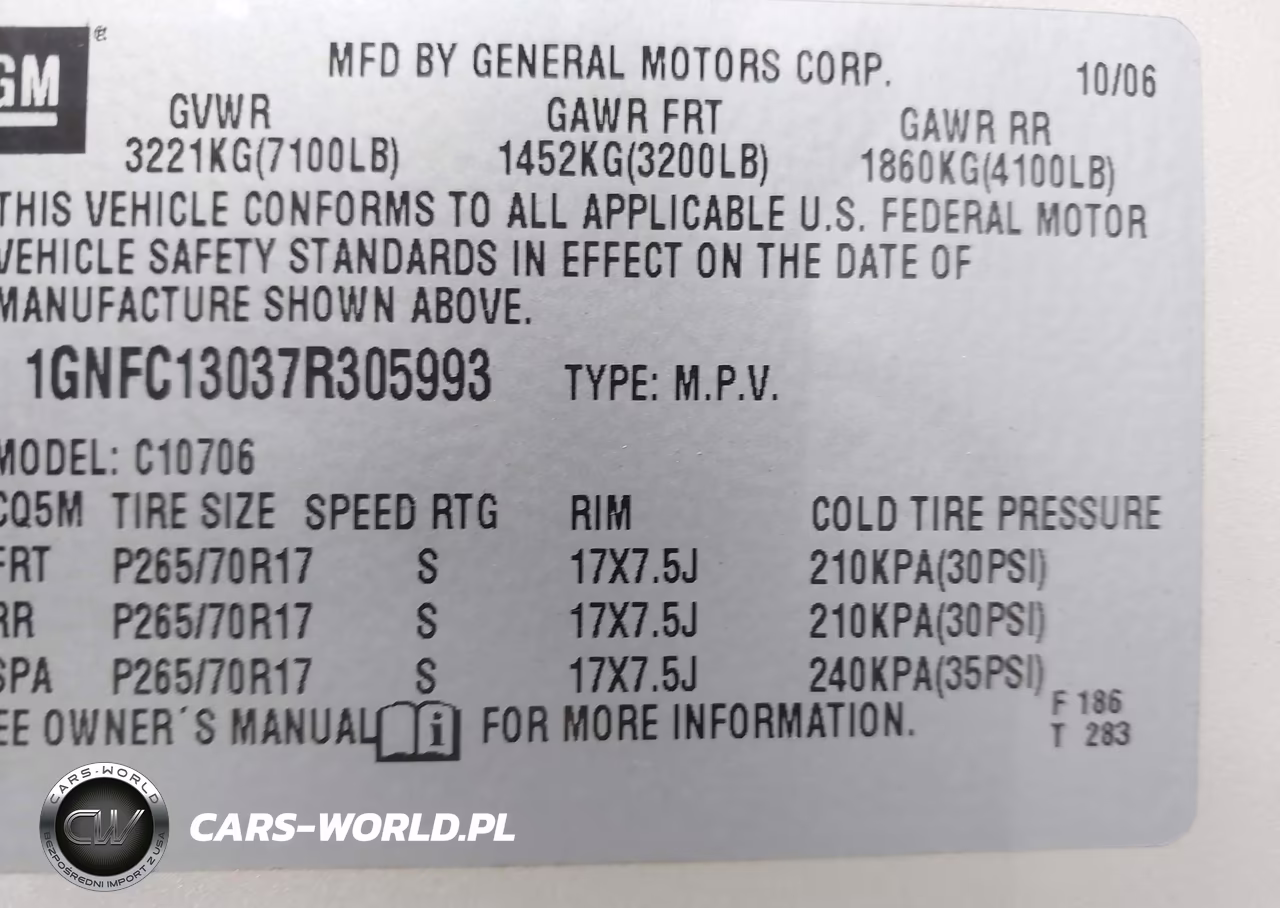 2007 Chevrolet Tahoe Ls VIN:1GNFC13037R305993 - 9