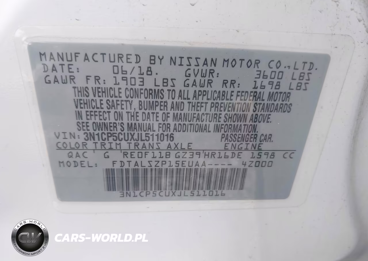 2018 Nissan Kicks Sv VIN:3N1CP5CUXJL511016 - 9