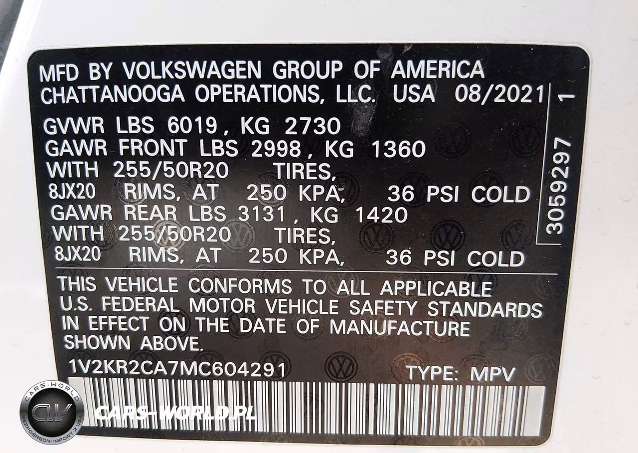2021 Volkswagen Atlas 3.6L V6 Se W-Technology VIN:1V2KR2CA7MC604291 - 9