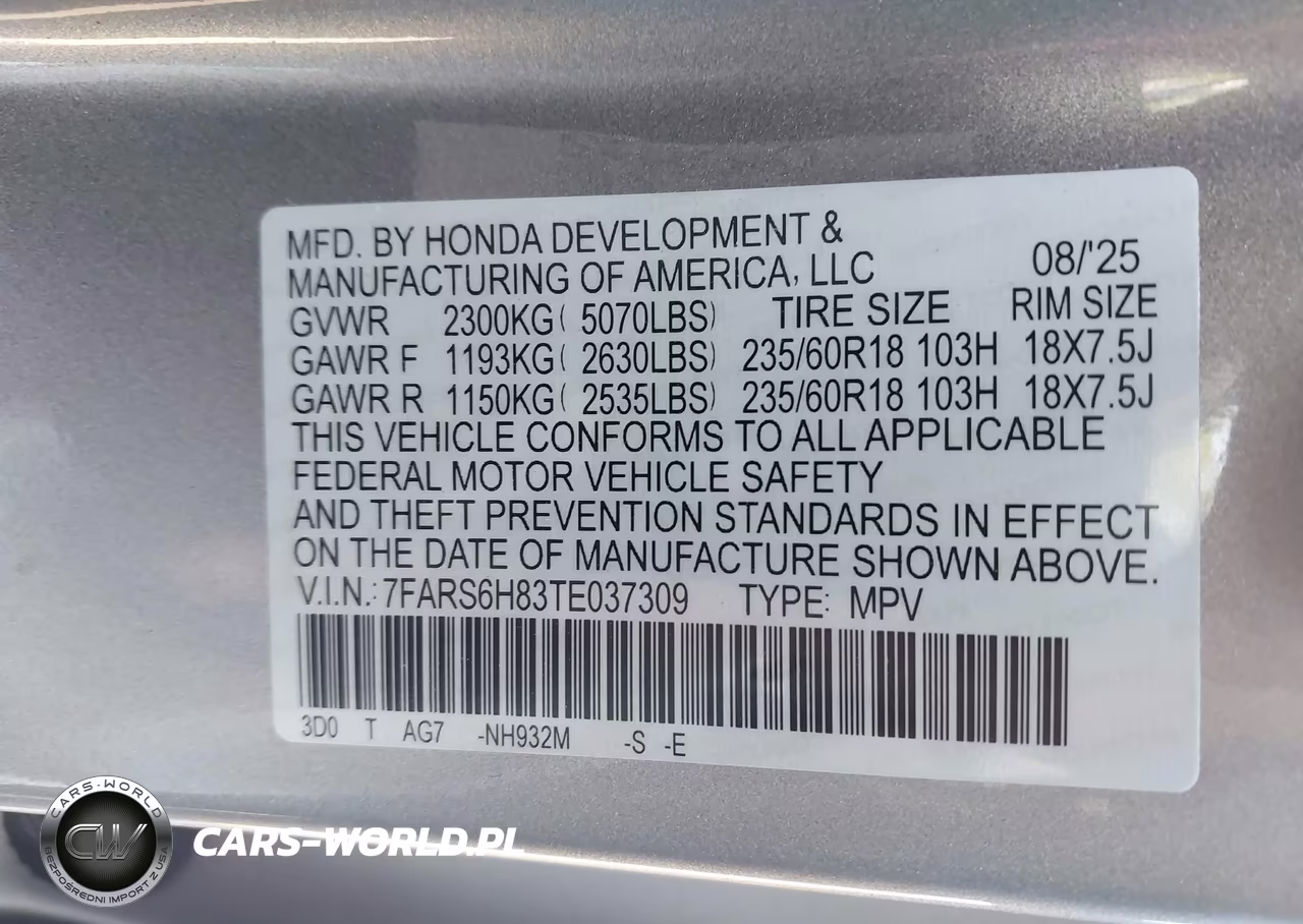 2026 Honda Cr-V Hybrid Awd Sport-L VIN:7FARS6H83TE037309 - 9