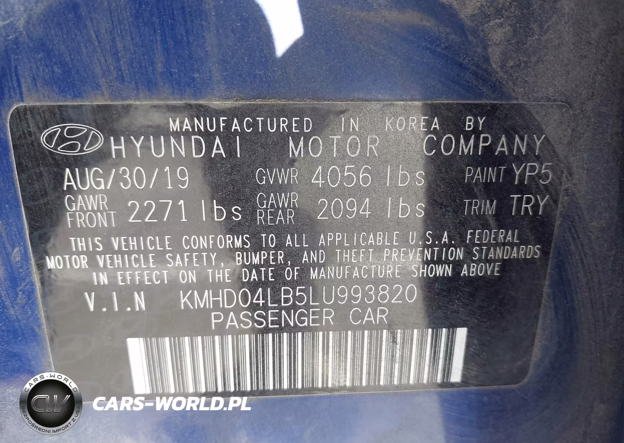 2020 Hyundai Elantra Sport VIN:KMHD04LB5LU993820 - 9