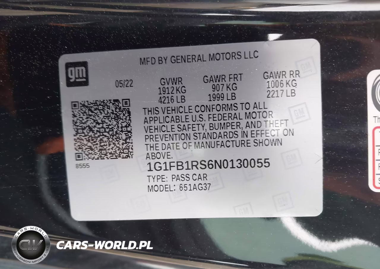 2022 Chevrolet Camaro Rwd 1Lt VIN:1G1FB1RS6N0130055 - 9
