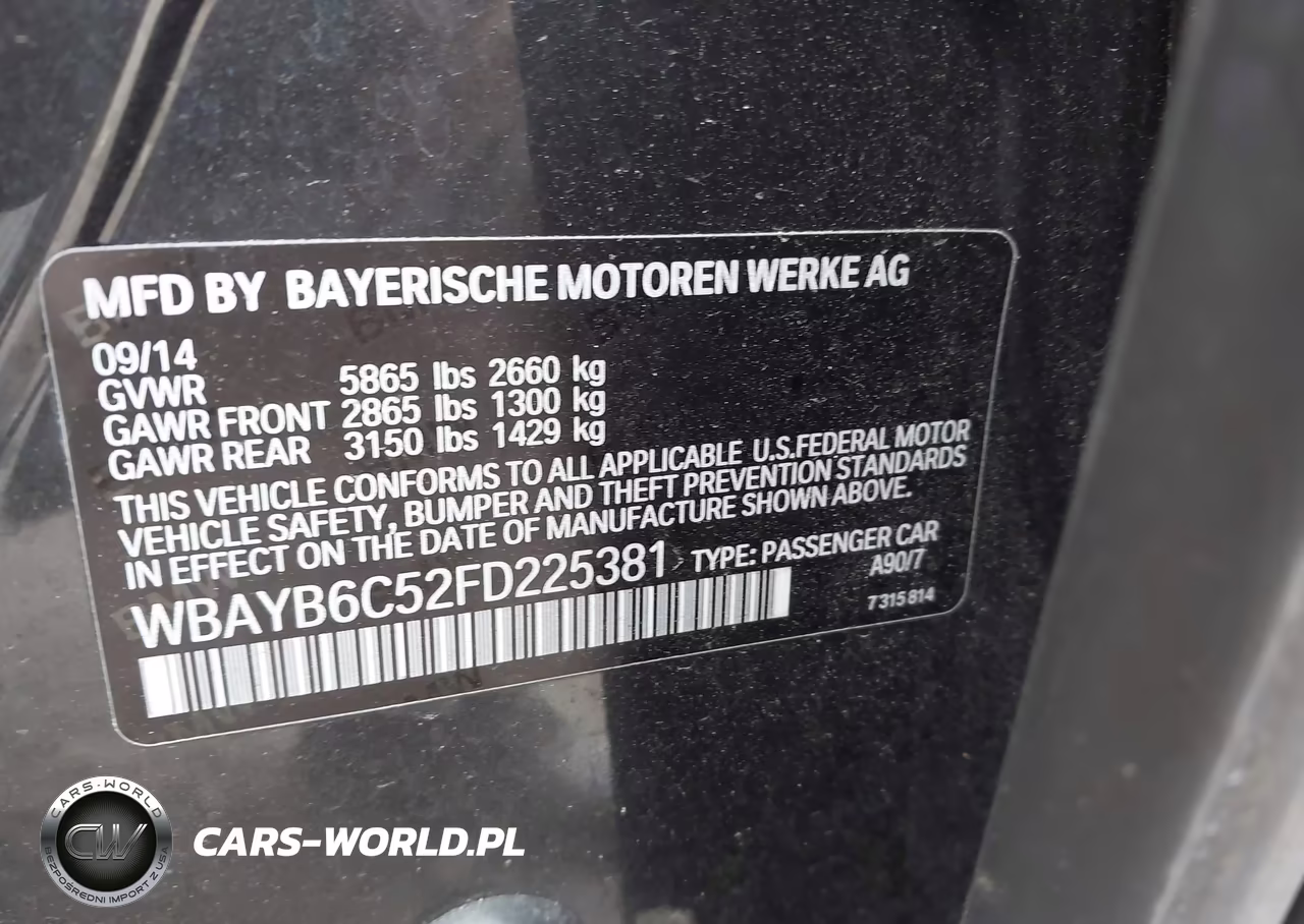 2015 BMW 750I xDrive VIN:WBAYB6C52FD225381 - 9
