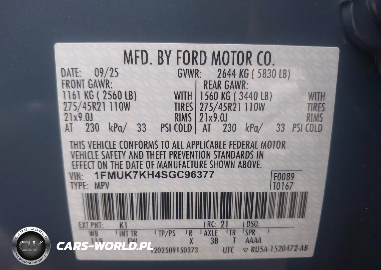 2025 Ford Explorer St-Line VIN:1FMUK7KH4SGC96377 - 9