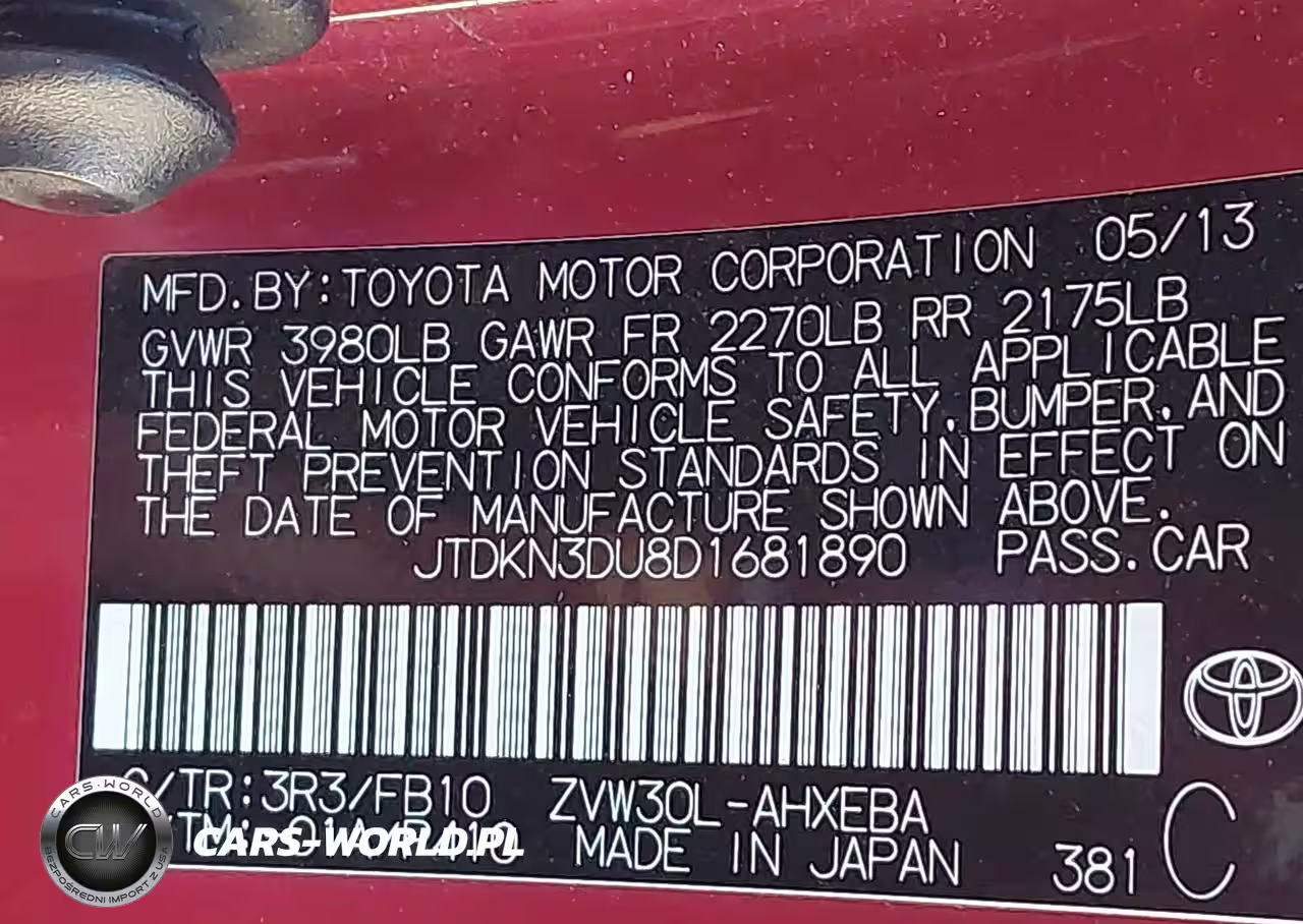 2013 Toyota Prius Two VIN:JTDKN3DU8D1681890 - 9