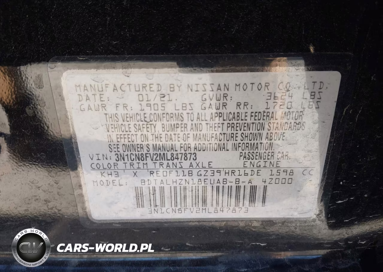 2021 Nissan Versa Sr Xtronic Cvt VIN:3N1CN8FV2ML847873 - 9