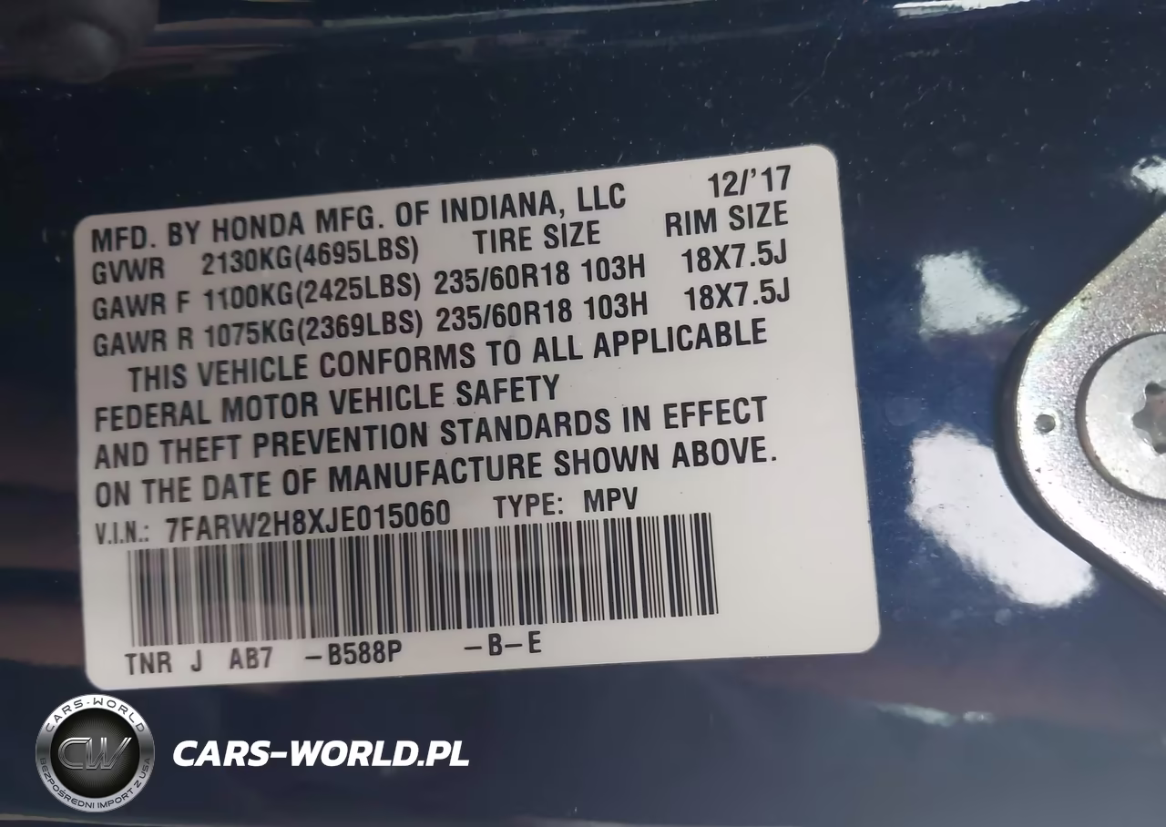 2018 Honda Cr-V Ex-L-Ex-L Navi VIN:7FARW2H8XJE015060 - 9