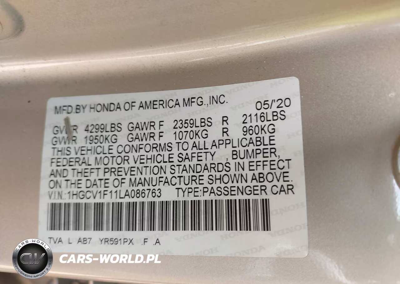 2020 Honda Accord Lx VIN:1HGCV1F11LA086763 - 9