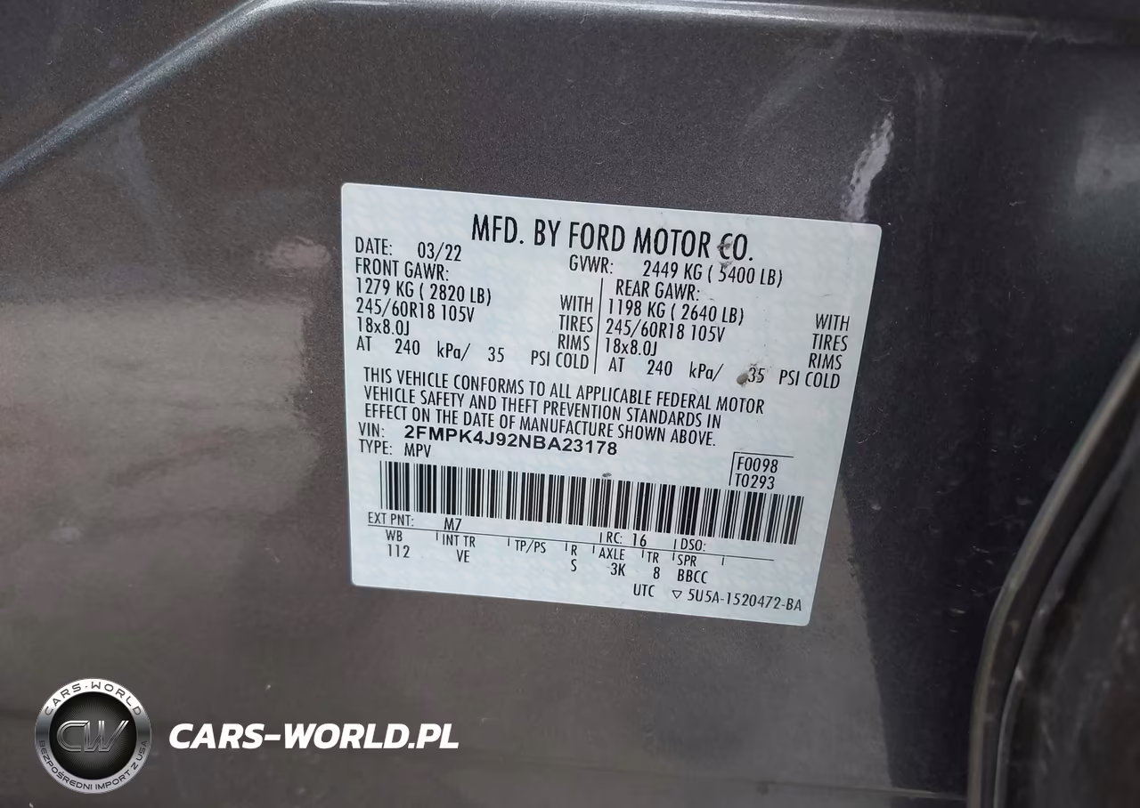 2022 Ford Edge Sel VIN:2FMPK4J92NBA23178 - 9