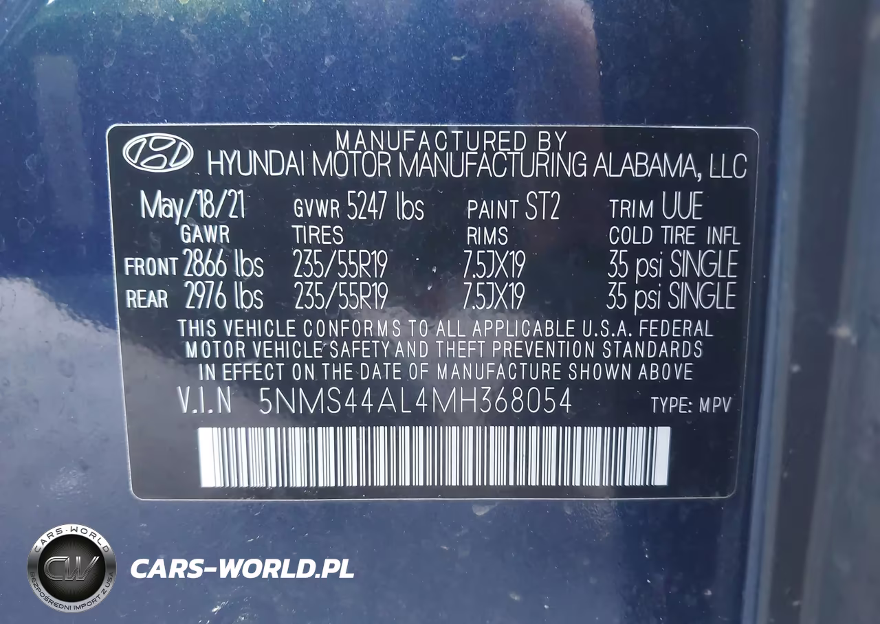2021 Hyundai Santa Fe Limited VIN:5NMS44AL4MH368054 - 9