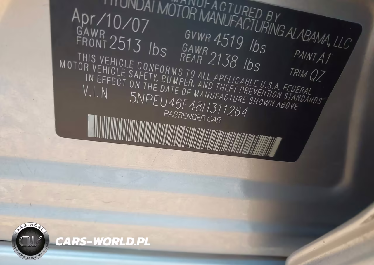2008 Hyundai Sonata VIN:5NPEU46F48H311264 - 9