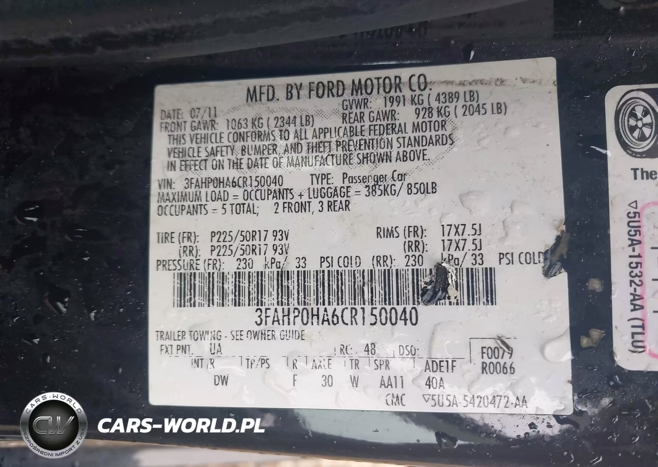 2012 Ford Fusion Se VIN:3FAHP0HA6CR150040 - 9