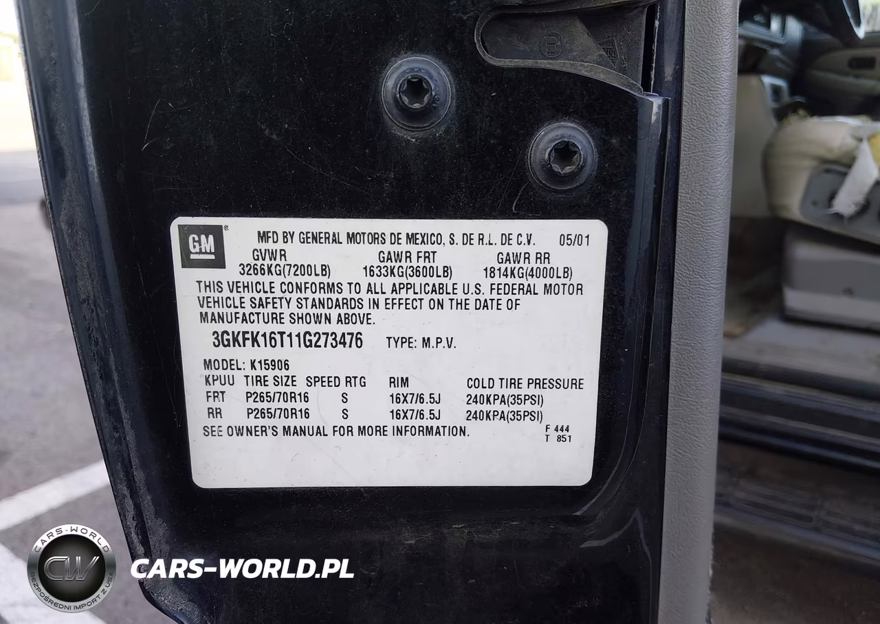 2001 GMC Yukon Xl 1500 Slt VIN:3GKFK16T11G273476 - 9