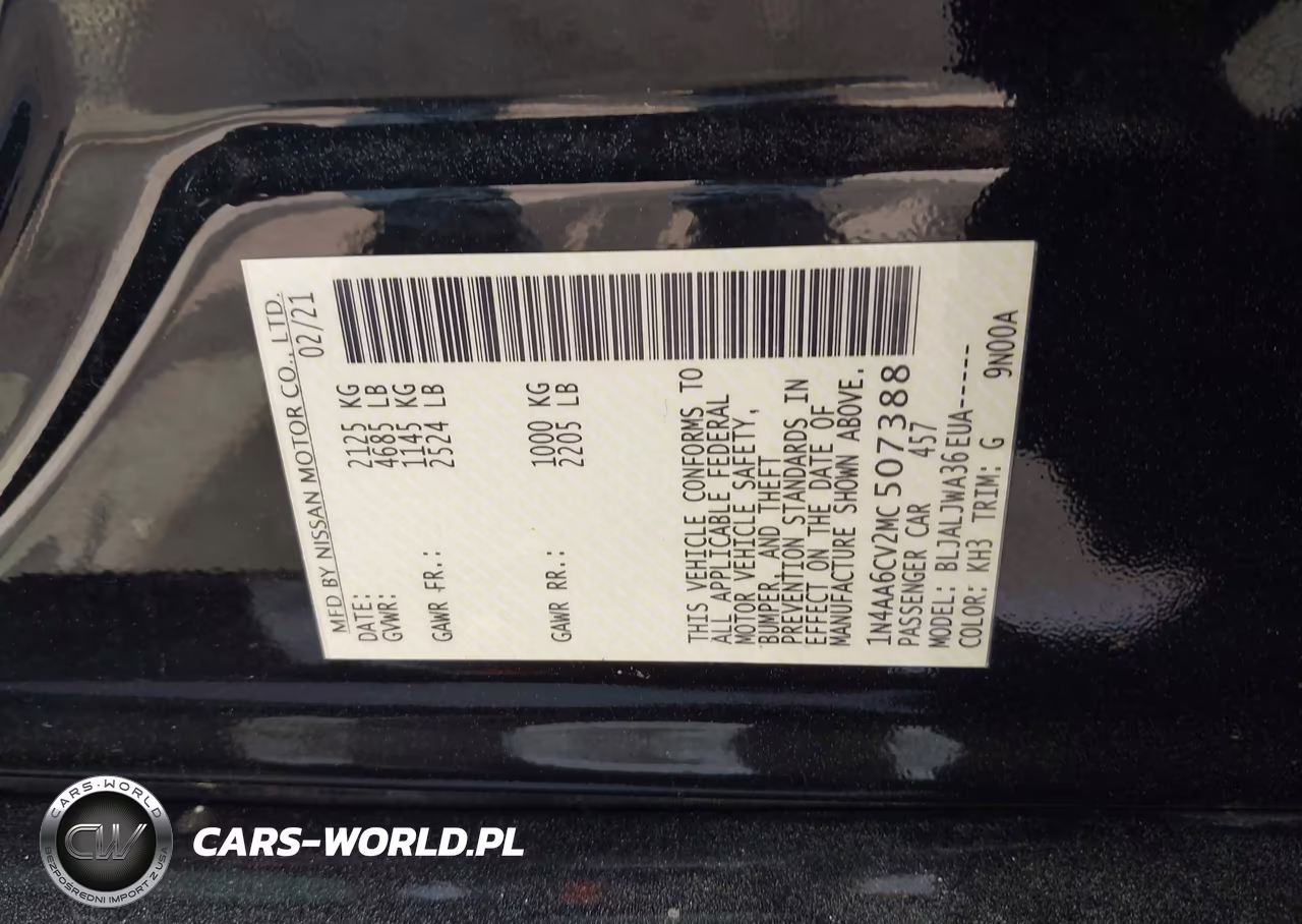 2021 Nissan Maxima Sv Xtronic Cvt VIN:1N4AA6CV2MC507388 - 9