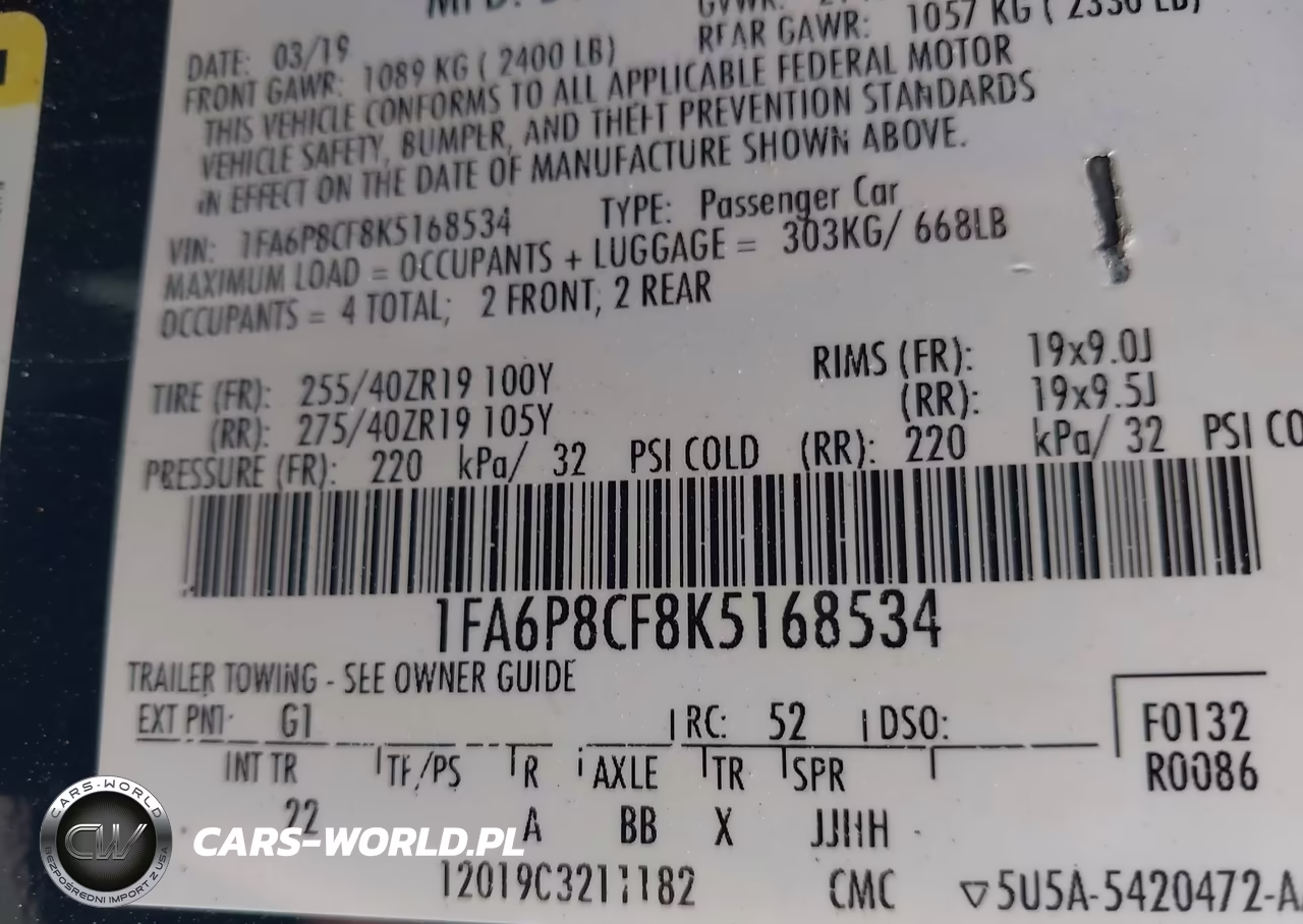 2019 Ford Mustang Gt VIN:1FA6P8CF8K5168534 - 9