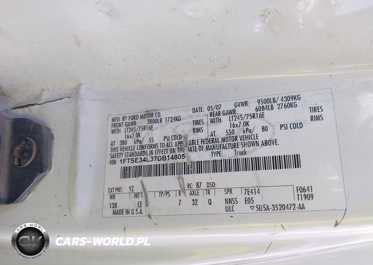 2007 Ford E-350 Super Duty Commercial-Recreational VIN:1FTSE34L37DB14805 - 9