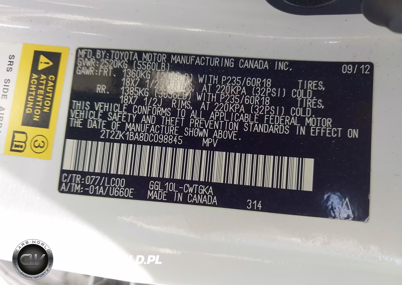 2013 Lexus Rx 350 VIN:2T2ZK1BA8DC098845 - 9