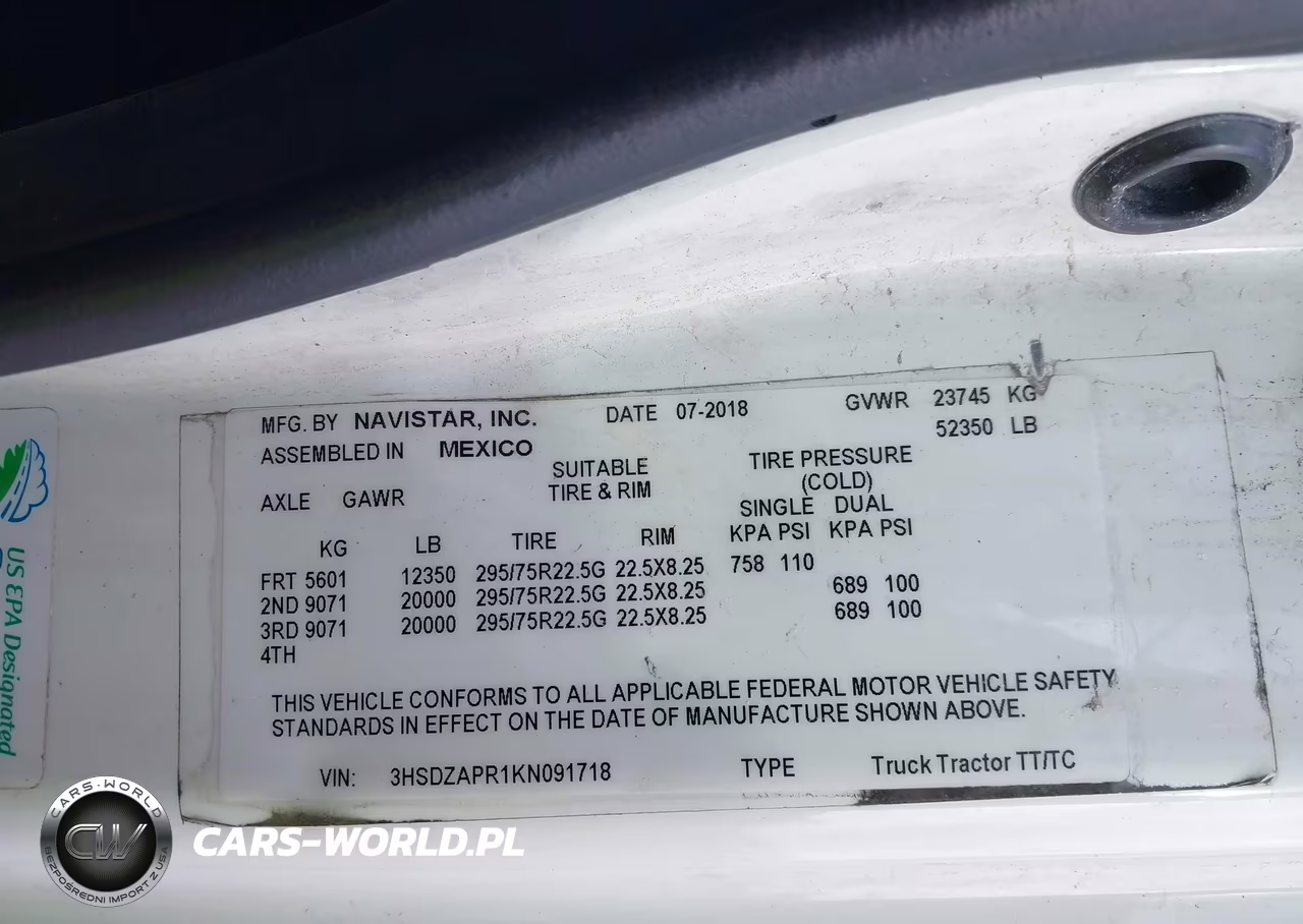 2019 International Lt VIN:3HSDZAPR1KN091718 - 8