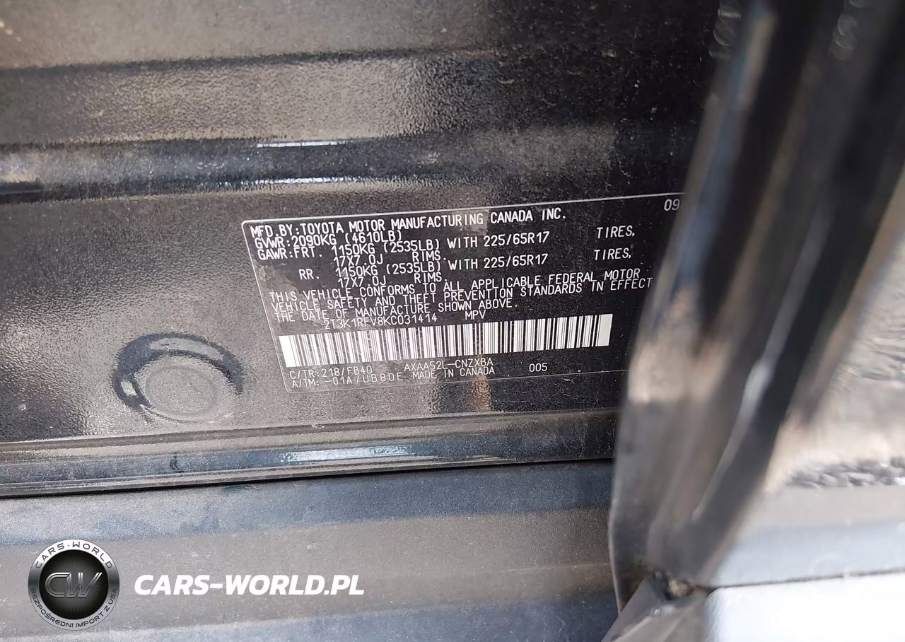 2019 Toyota Rav4 Le VIN:2T3K1RFV8KC031414 - 9