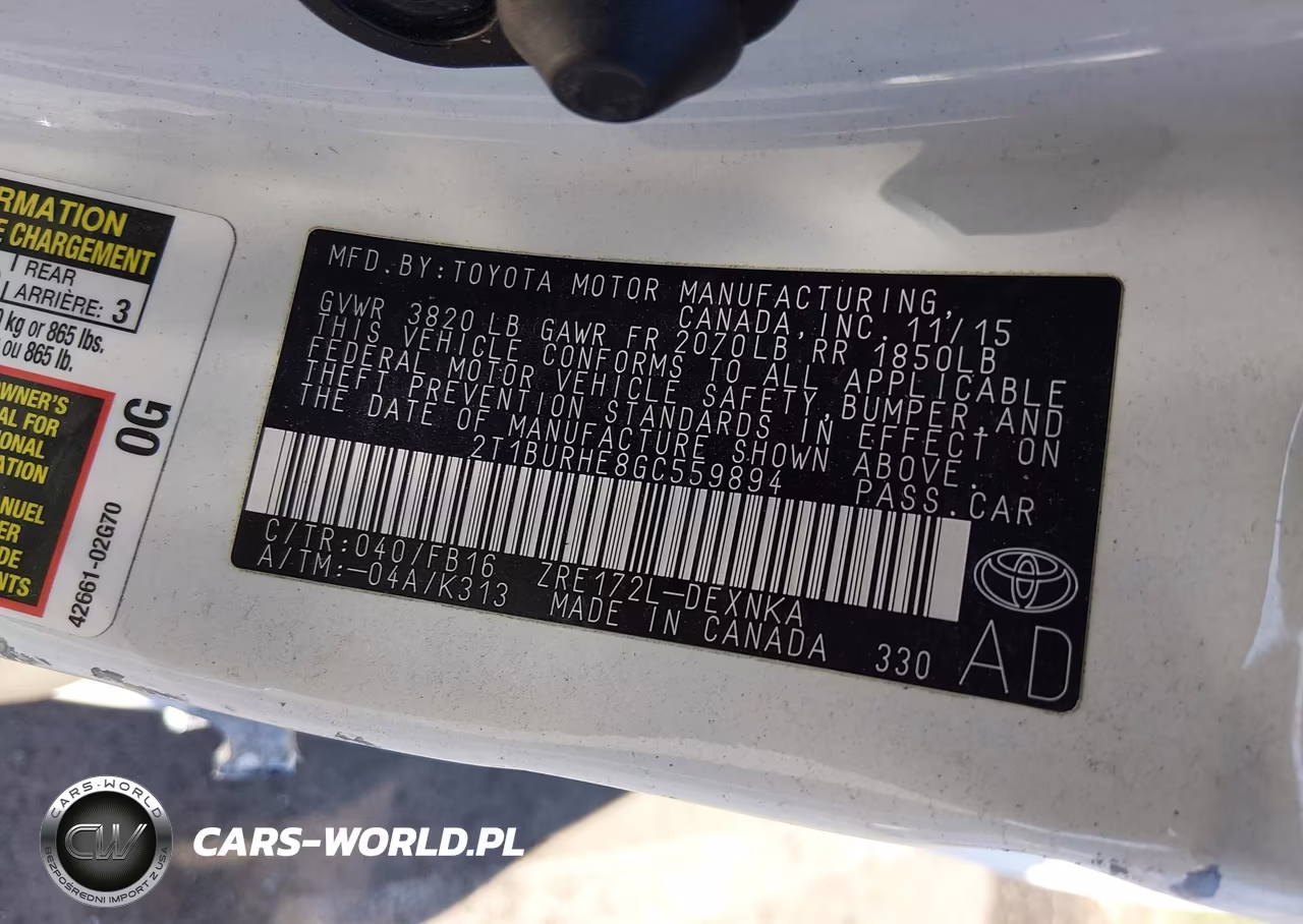 2016 Toyota Corolla Le VIN:2T1BURHE8GC559894 - 9
