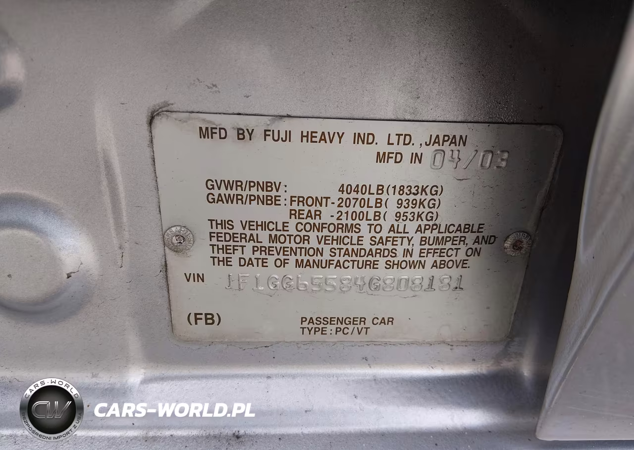 2004 Subaru Impreza 2.5Ts VIN:JF1GG65584G808181 - 9